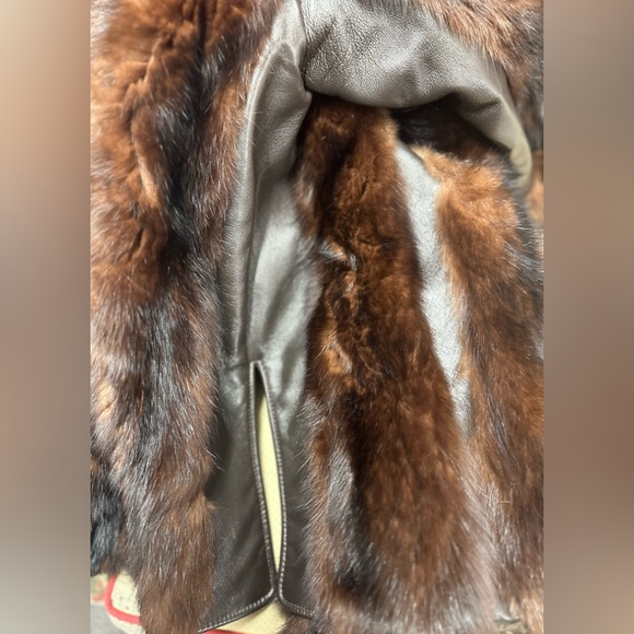 Genuine Mink & Leather Vintage Car Coat - Picture 5 of 9